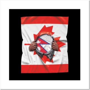 Nepal Flag Canadian Flag Ripped - Gift for Nepalese From Nepal Posters and Art